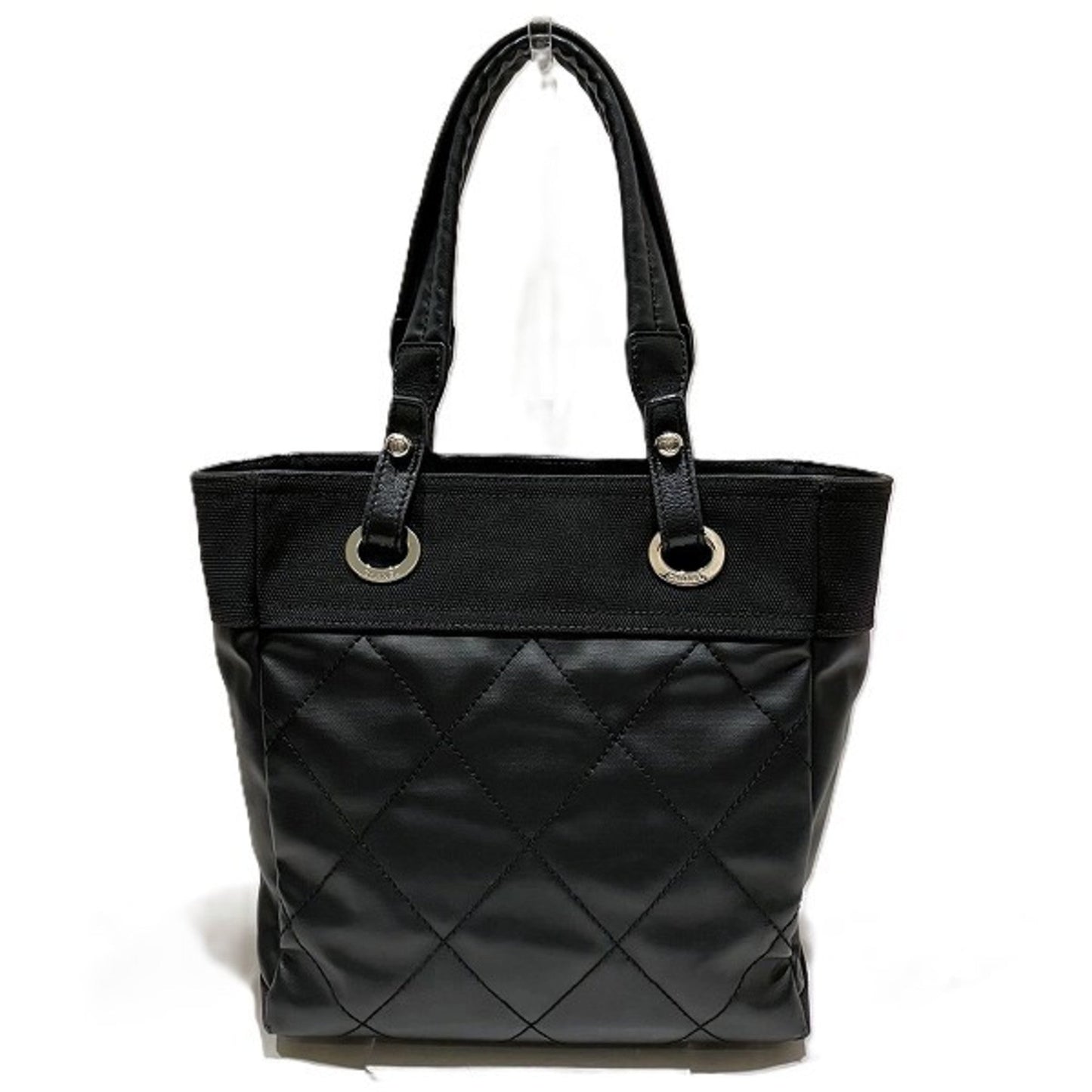 Chanel Black Canvas Leather Tote Bag ()