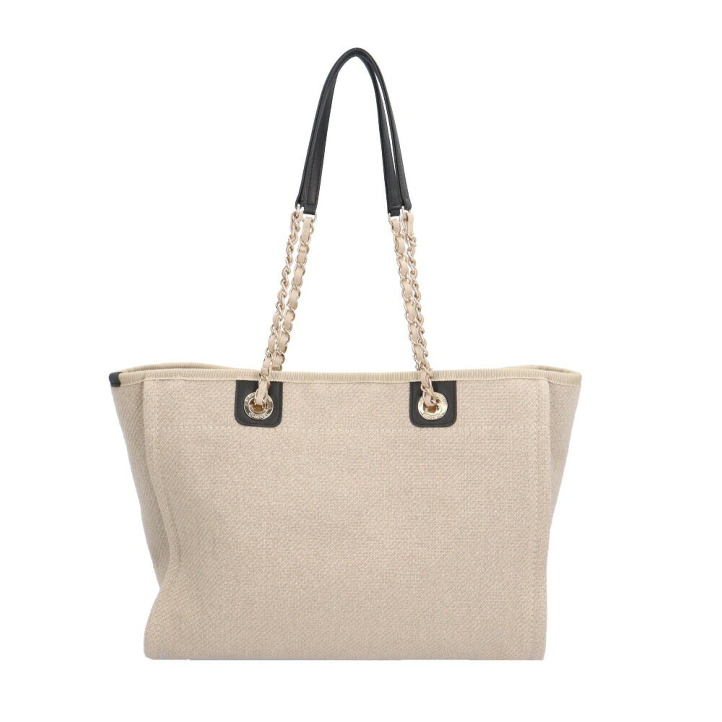 Chanel Beige Canvas Leather Tote Bag ()