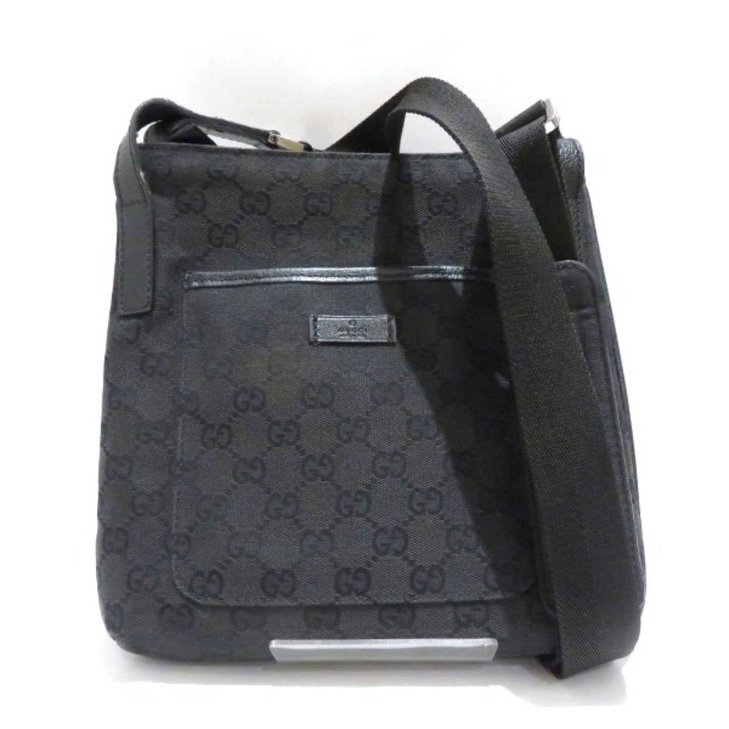 Gucci Black Gg Canvas Leather Shoulder Bag ()