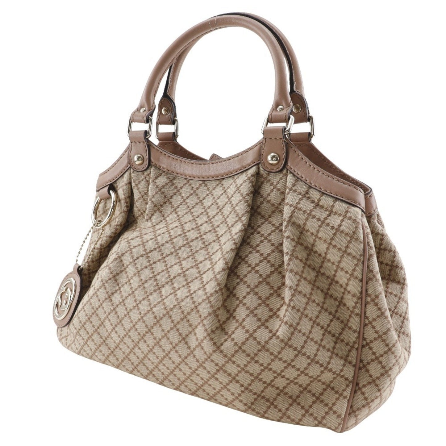 Gucci Beige Pink Canvas Handbag ()