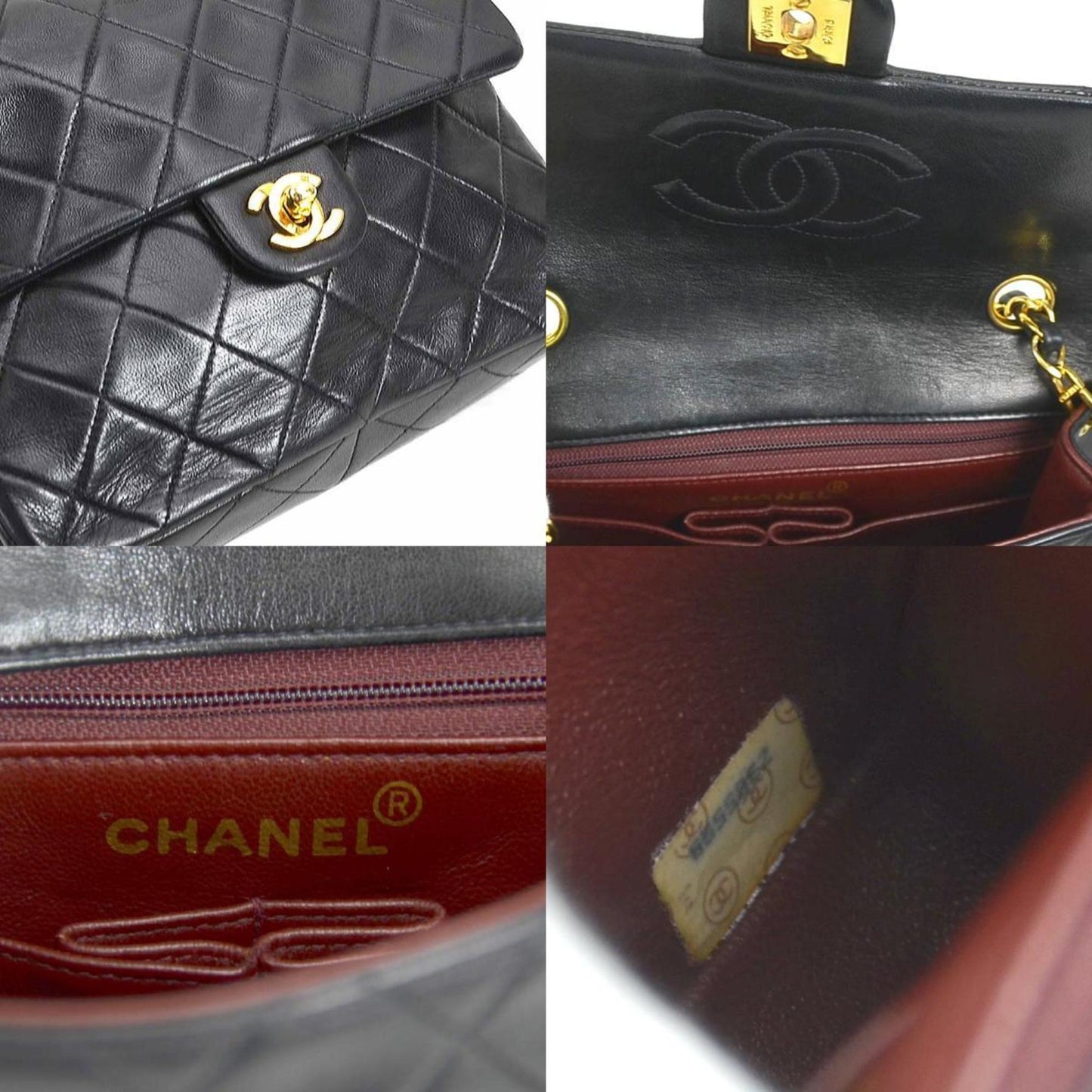 Chanel Black Gold Leather Metal Shoulder Bag ()