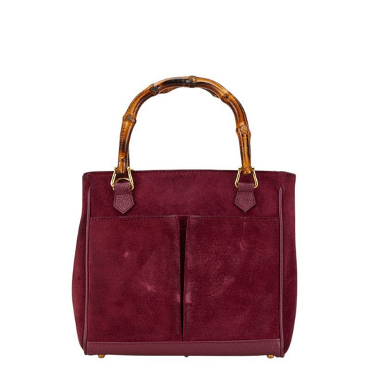 Gucci Brown Purple Suede Handbag ()