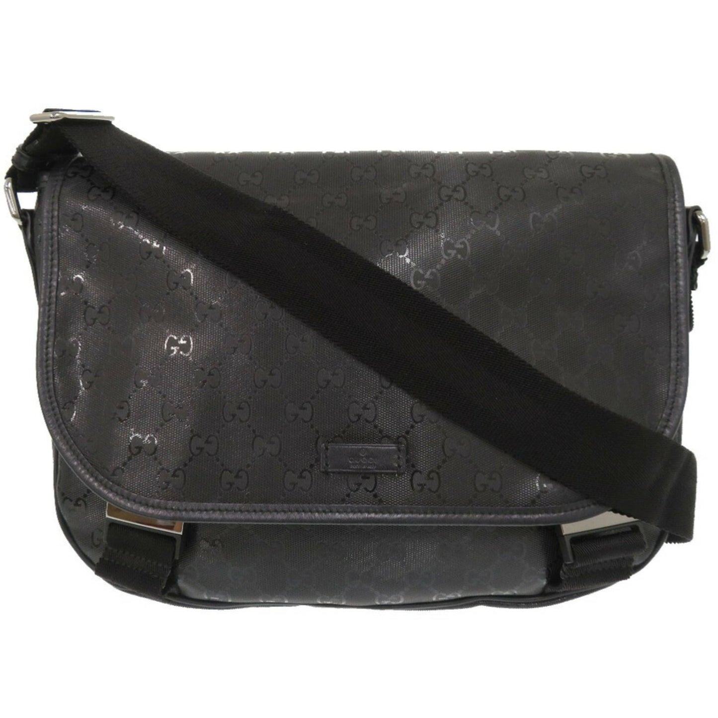 Gucci Black Coated Canvas Pvc Messenger Bag Shoulder Bag ()
