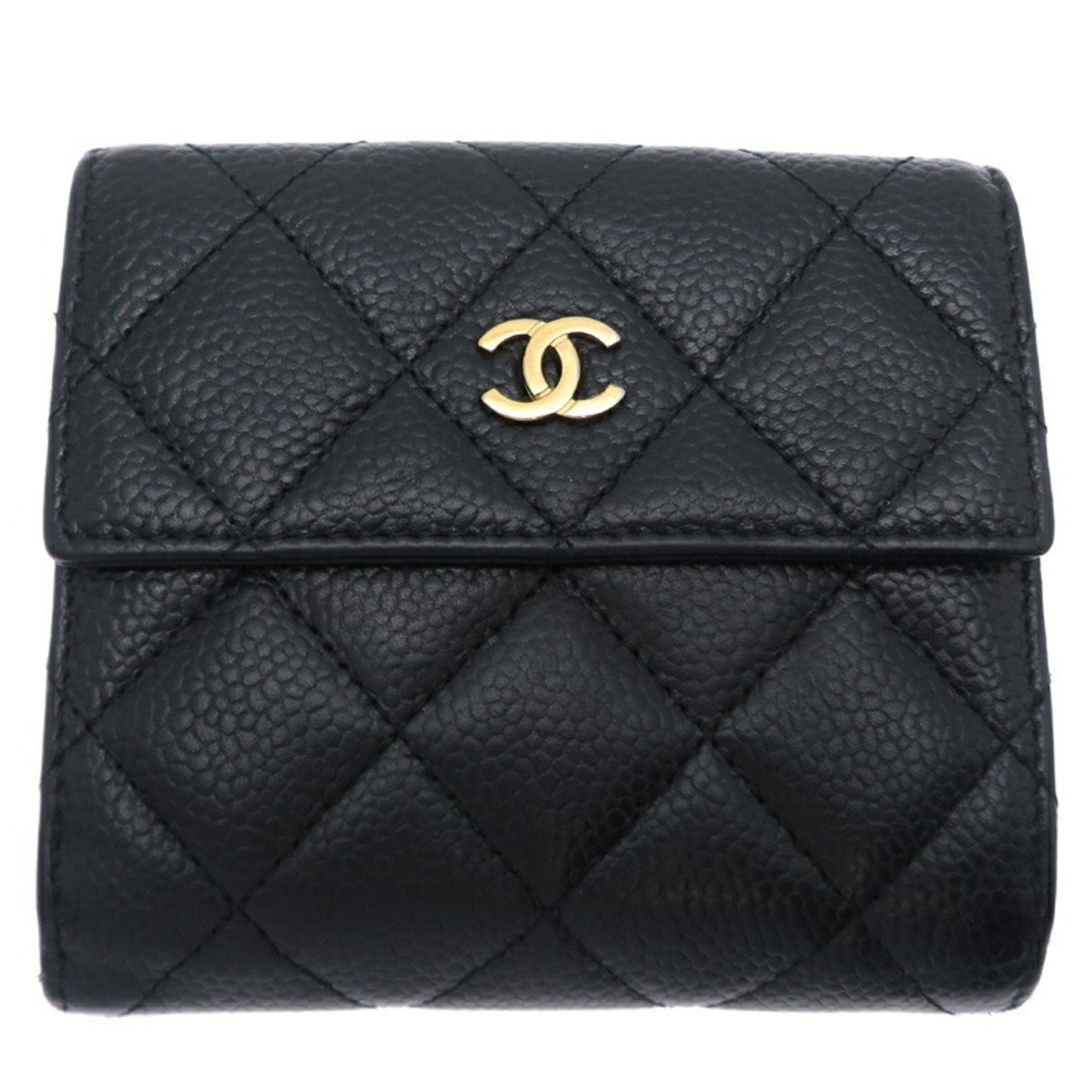Chanel Black Grained Calfskin Wallet (Bi-Fold) ()