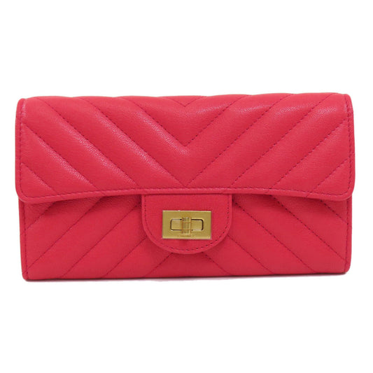 Chanel Pink Leather Long Wallet (Bi-Fold) ()