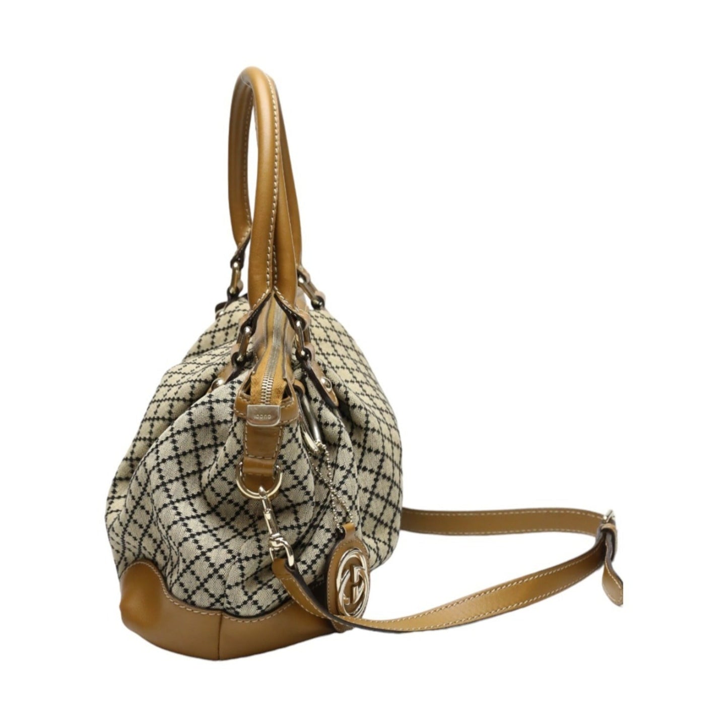 Gucci Beige Brown Canvas Shoulder Bag Tote Bag ()