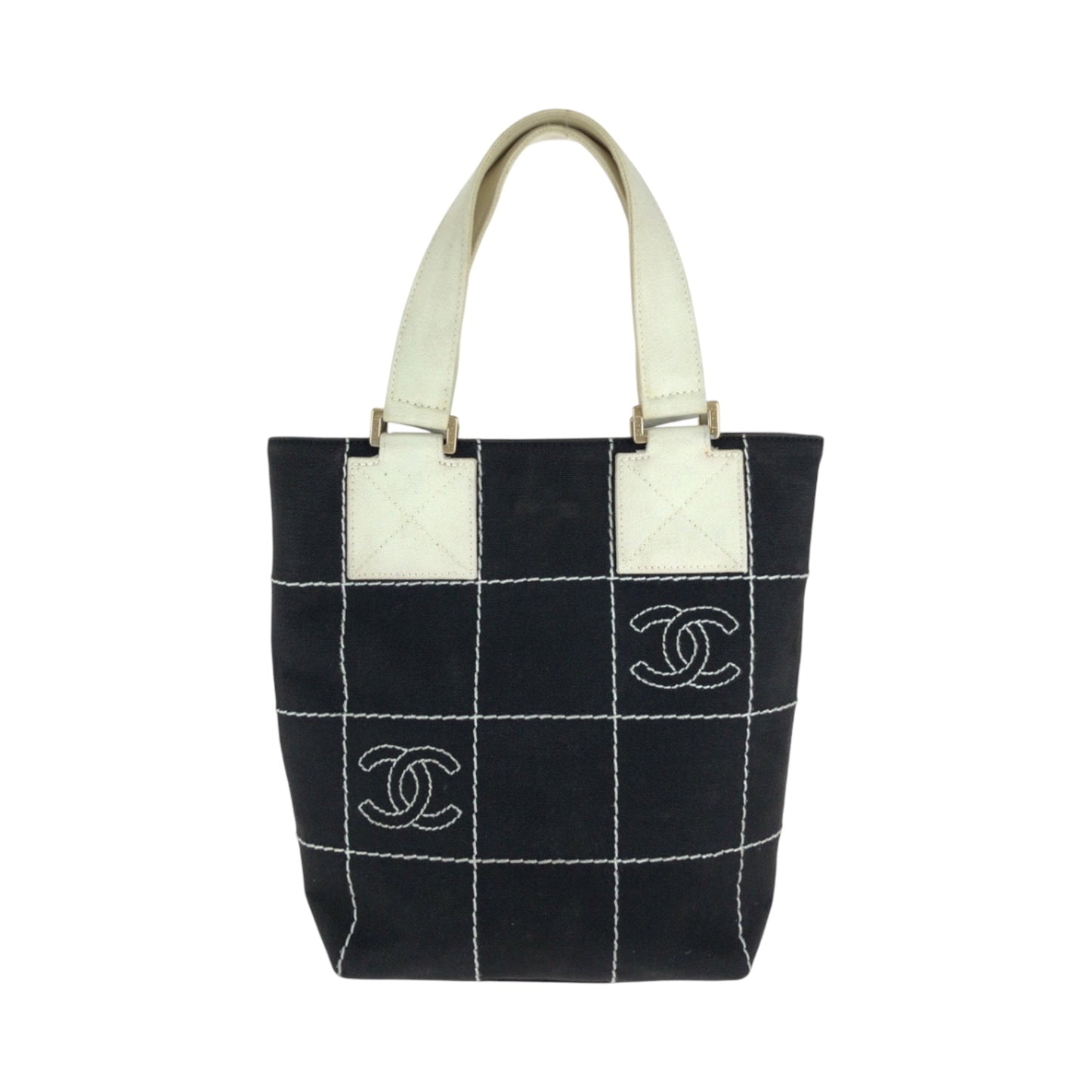 Chanel Black Canvas Handbag Tote Bag ()