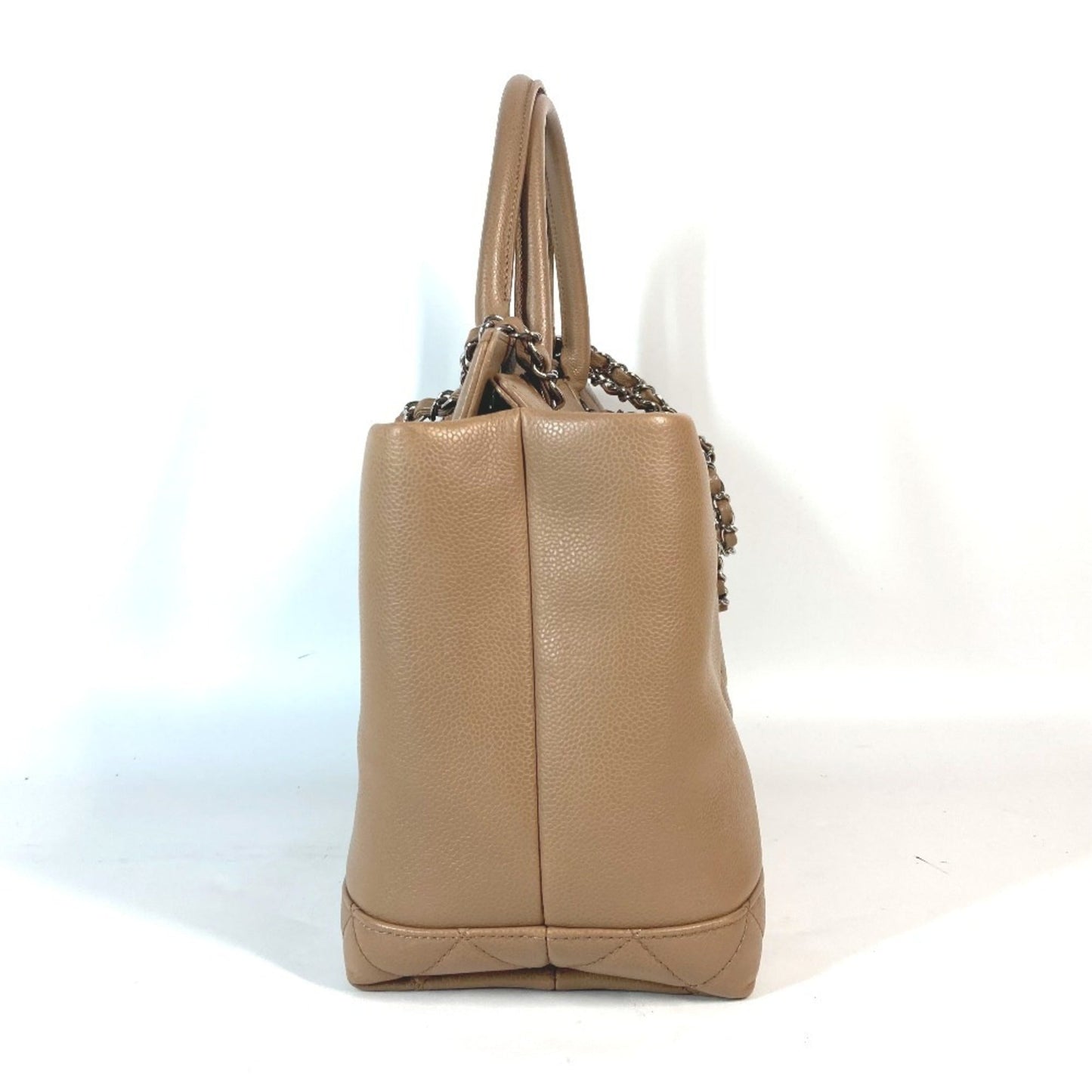 Chanel Beige Grained Calfskin Shoulder Bag Tote Bag ()