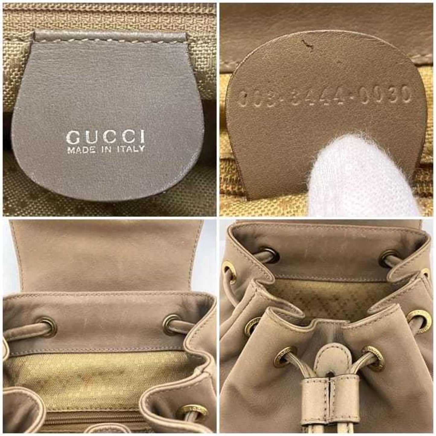 Gucci Beige Leather Bamboo Backpack ()