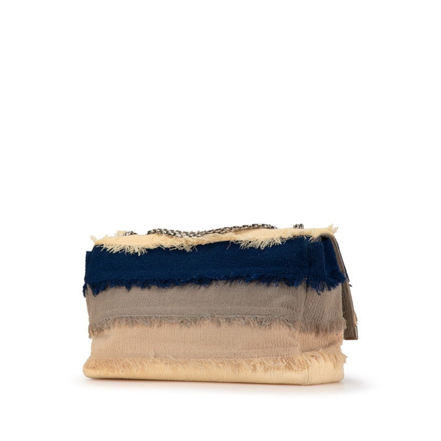 Chanel Beige Navy Linen Shoulder Bag ()