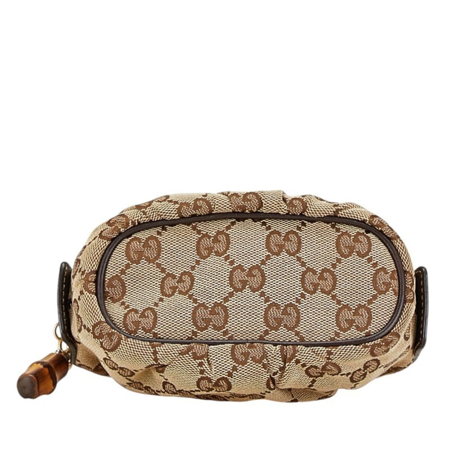 Gucci Beige Brown Canvas Leather Pouch ()