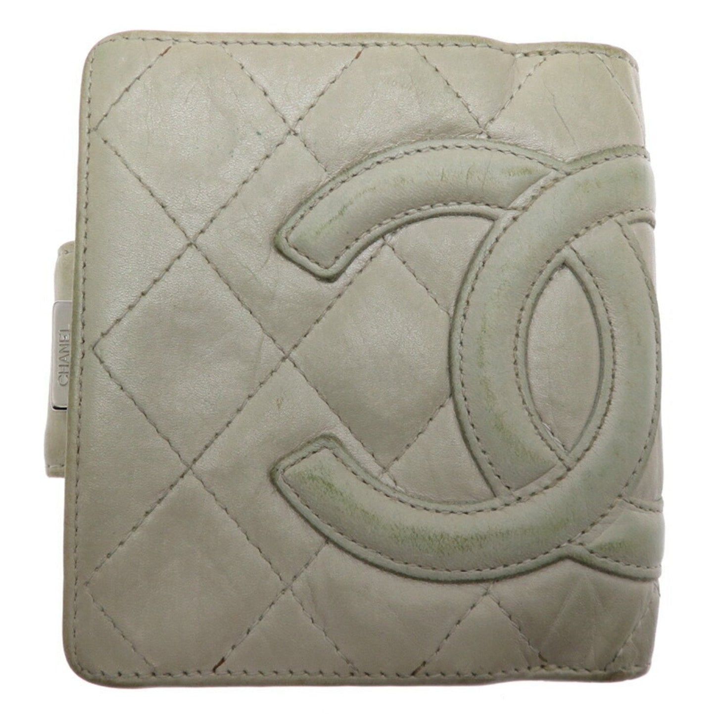Chanel Gray Leather Wallet (Bi-Fold) ()