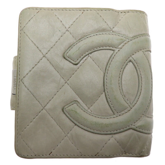Chanel Gray Leather Wallet (Bi-Fold) ()