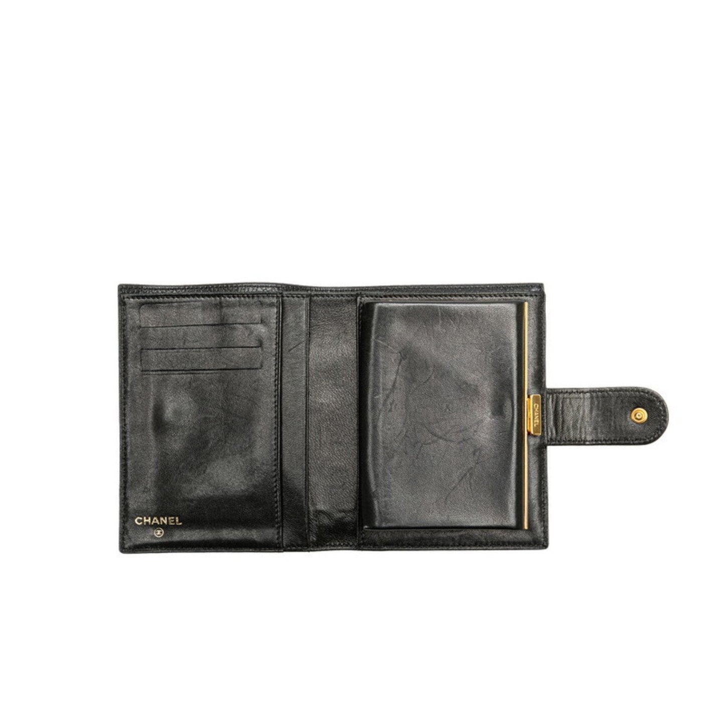 Chanel Black Grained Calfskin Wallet (Bi-Fold) ()