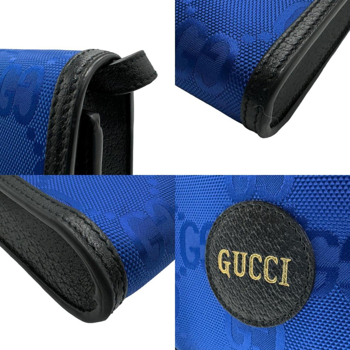 Gucci Black Blue Nylon Leather Shoulder Bag ()