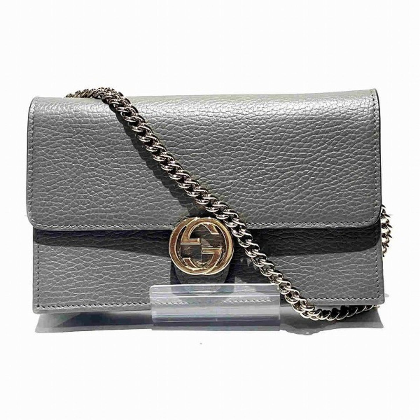 Gucci Gray Leather Chain/Shoulder Wallet ()