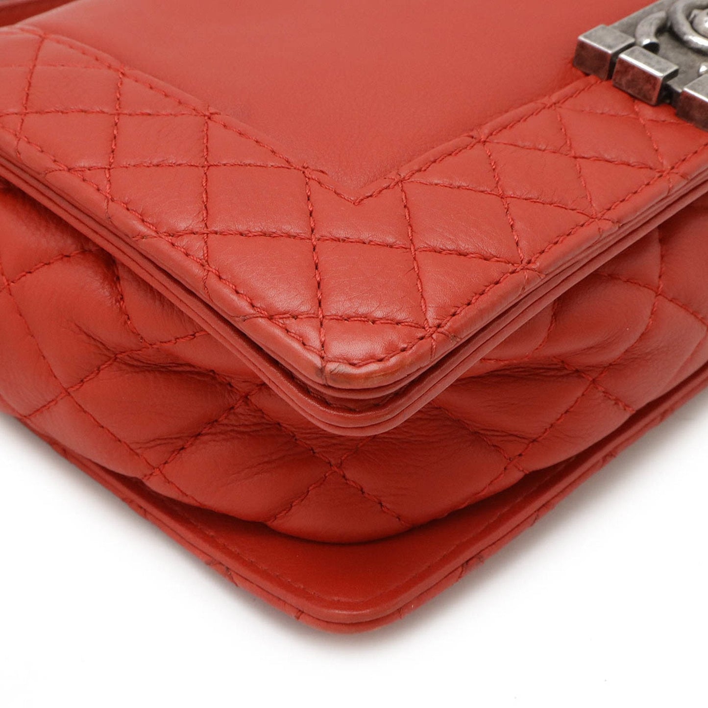 Chanel Boy Chanel Red Color Leather Shoulder Bag ()