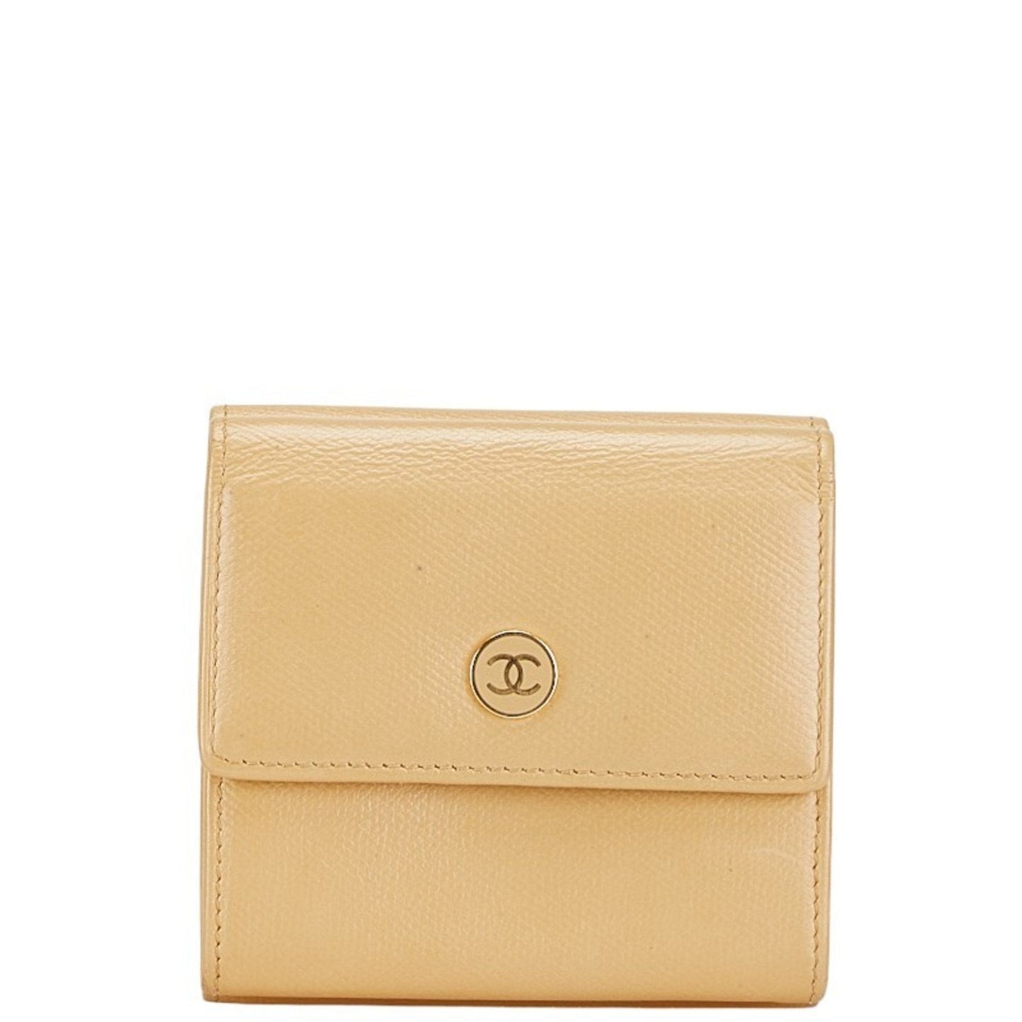 Chanel Beige Grained Calfskin Wallet (Bi-Fold) ()