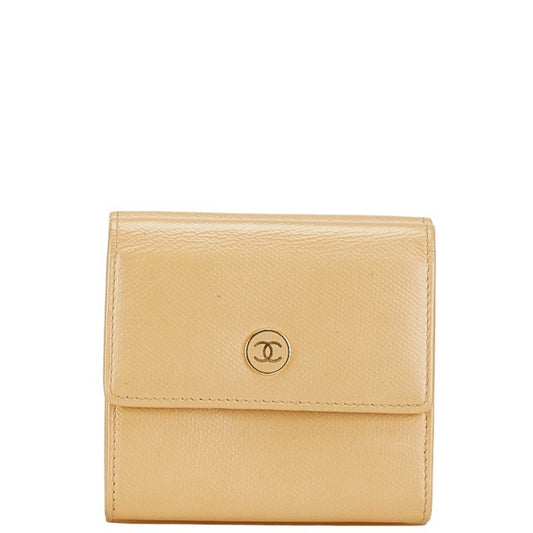 Chanel Beige Grained Calfskin Wallet (Bi-Fold) ()