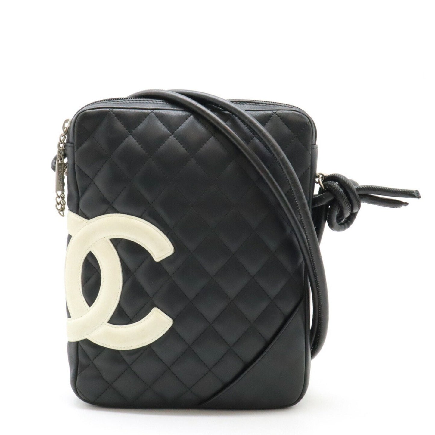 Chanel Black White Leather Shoulder Bag ()