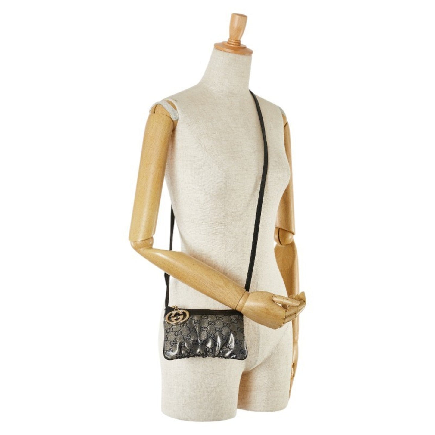 Gucci Black Navy Pvc Leather Shoulder Bag ()