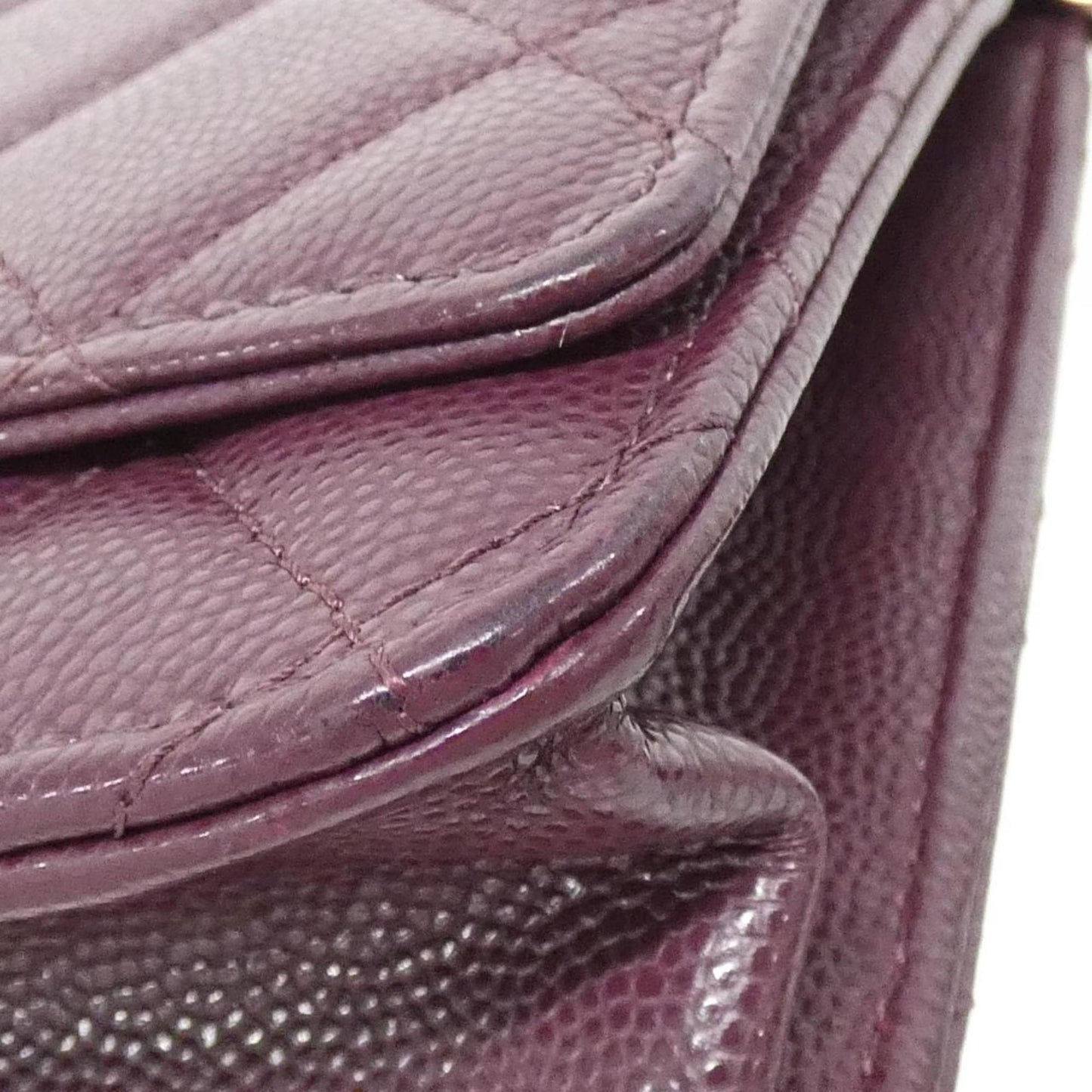 Chanel Bordeaux Grained Calfskin Chain/Shoulder Wallet ()