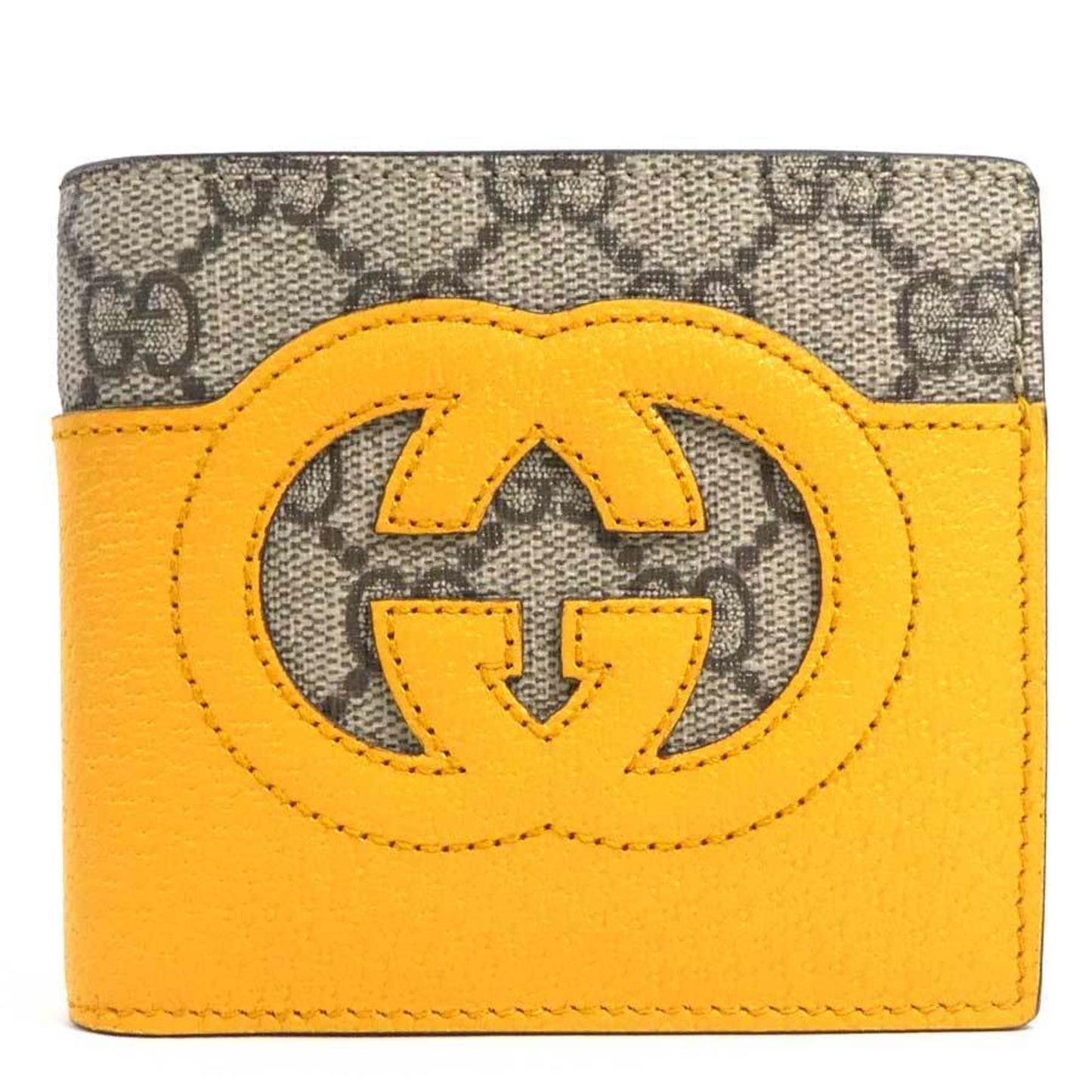 Gucci Brown Yellow Leather Gg Supreme Wallet (Bi-Fold) ()