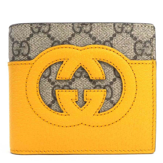 Gucci Brown Yellow Leather Gg Supreme Wallet (Bi-Fold) ()