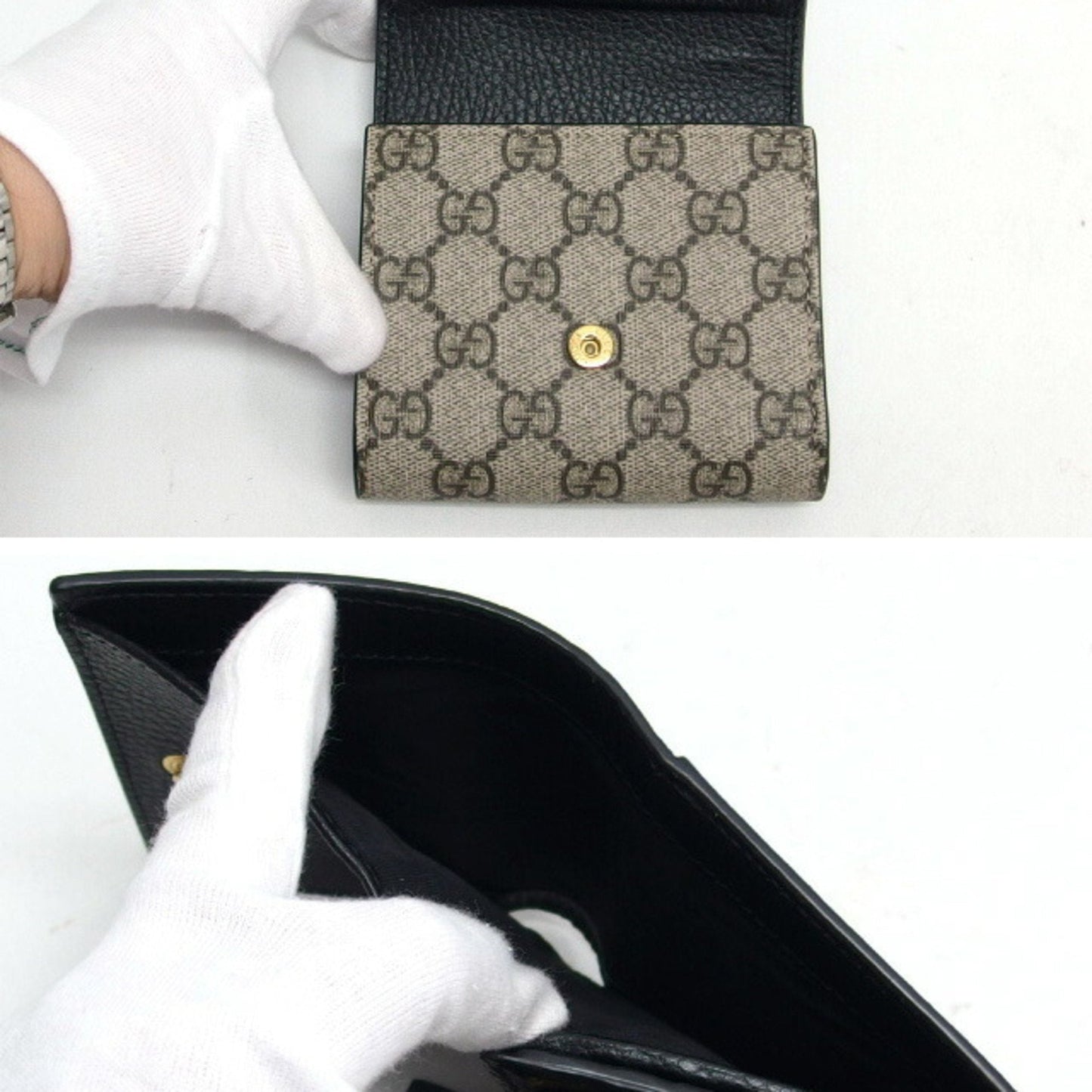 Gucci Beige Black Gg Supreme Leather Wallet (Bi-Fold) ()
