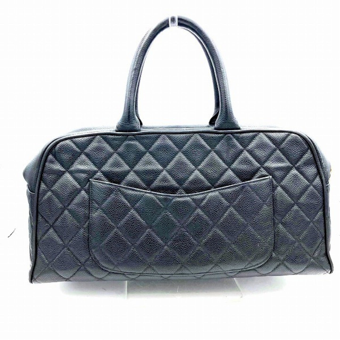 Chanel Black Grained Calfskin Boston Bag Handbag ()