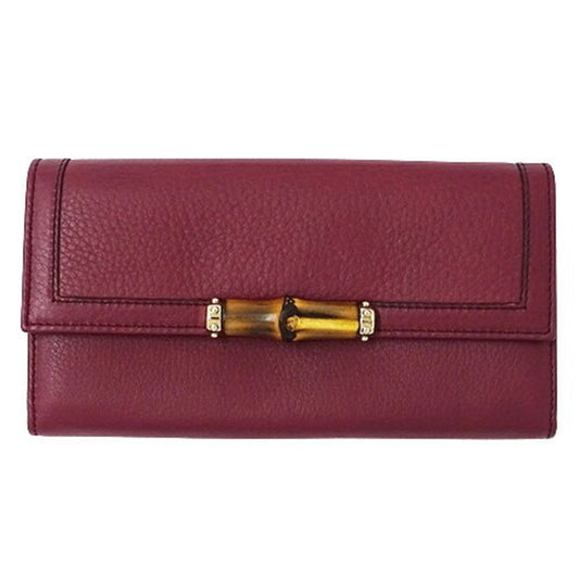 Gucci Wine Leather Long Wallet (Bi-Fold) ()
