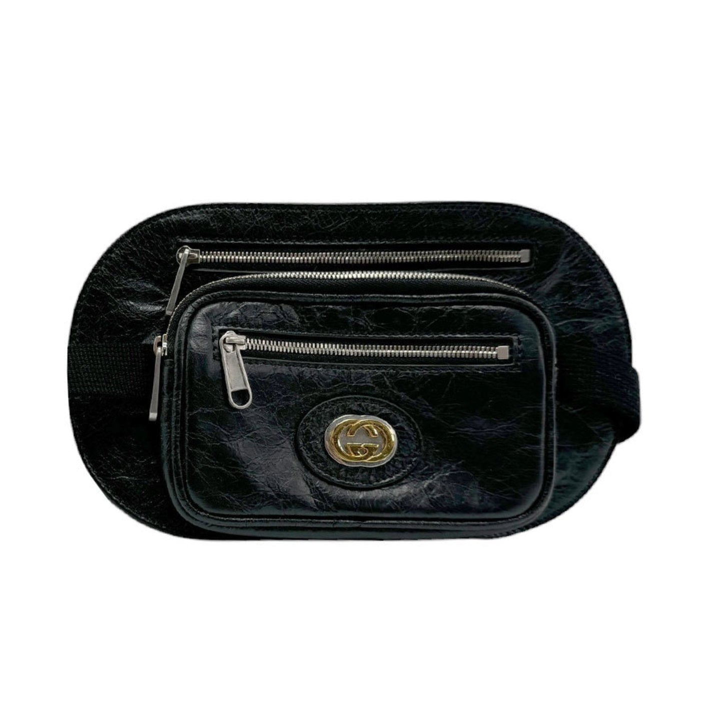 Gucci Black Leather Fanny Pack Sling Bag ()