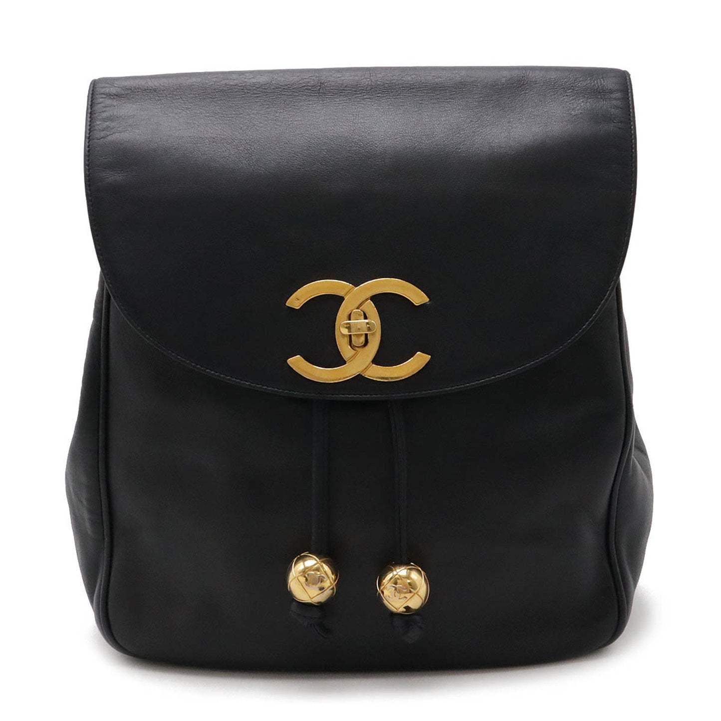 Chanel Black Navy Leather Backpack ()