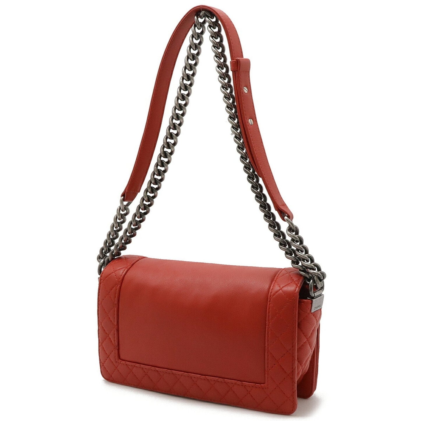 Chanel Boy Chanel Red Color Leather Shoulder Bag ()