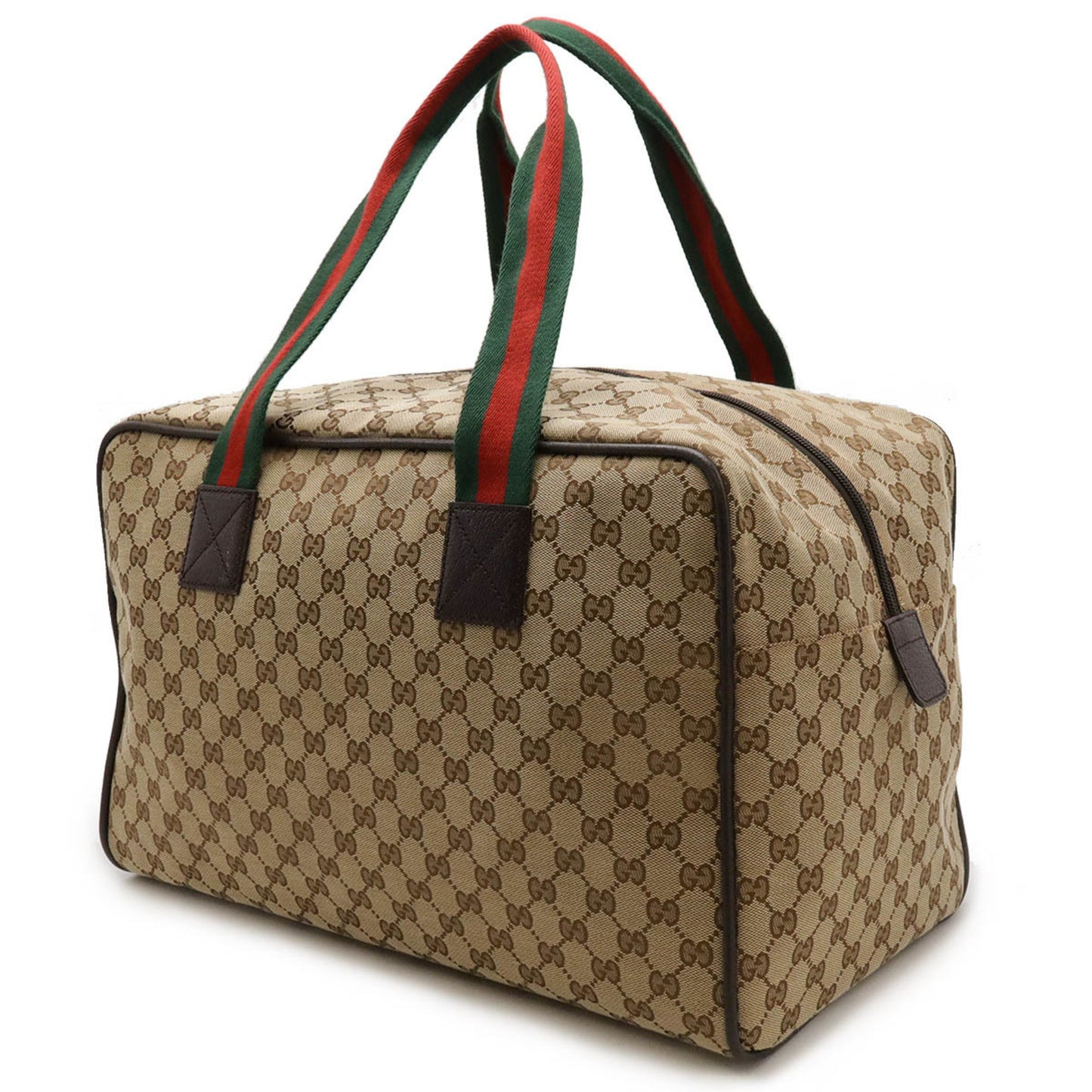 Gucci Gg Canvas Beige Green Khaki Red Color Canvas Leather Boston Bag Shoulder Bag ()