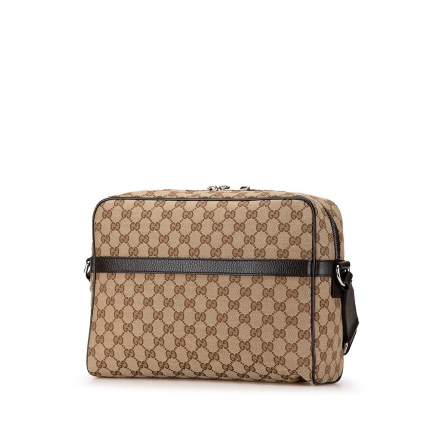 Gucci Beige Brown Canvas Leather Shoulder Bag ()