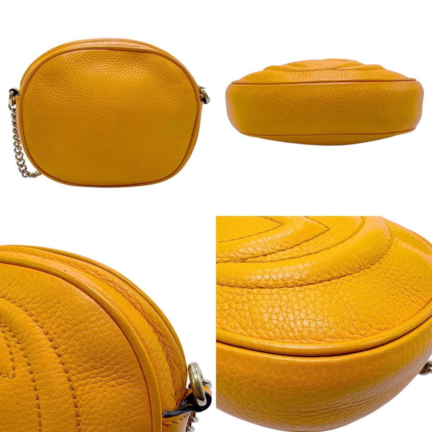 Gucci Gold Orange Metal Leather Shoulder Bag ()