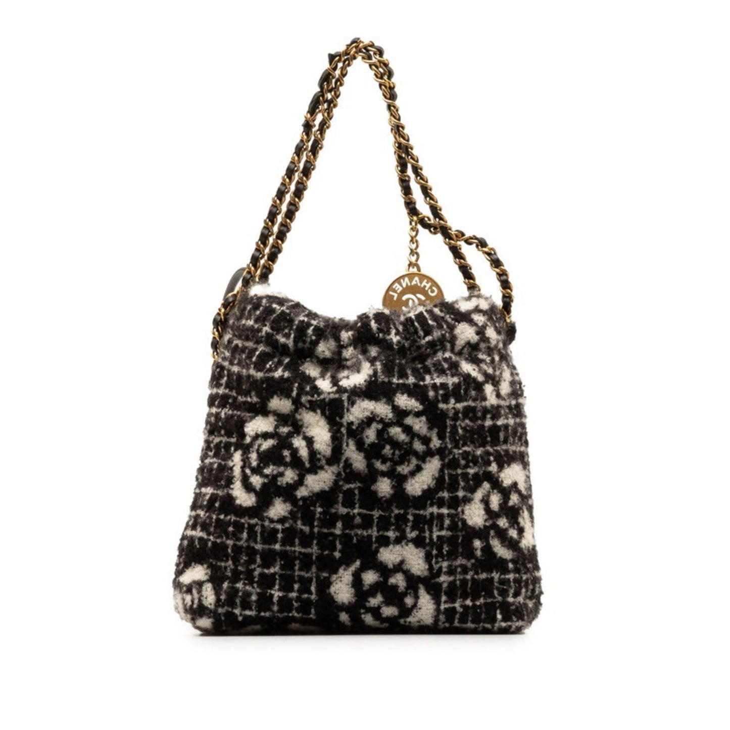Chanel Black White Cotton Shoulder Bag Tote Bag ()