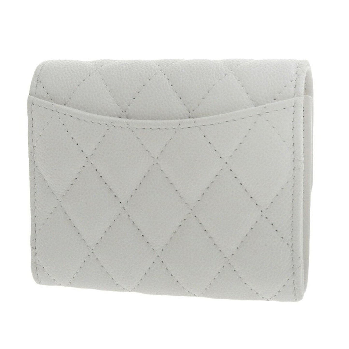 Chanel White Grained Calfskin Wallet (Tri-Fold) ()