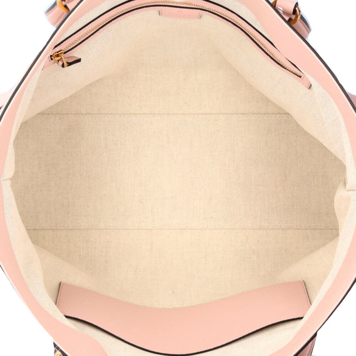 Gucci Beige Pink Canvas Leather Tote Bag ()