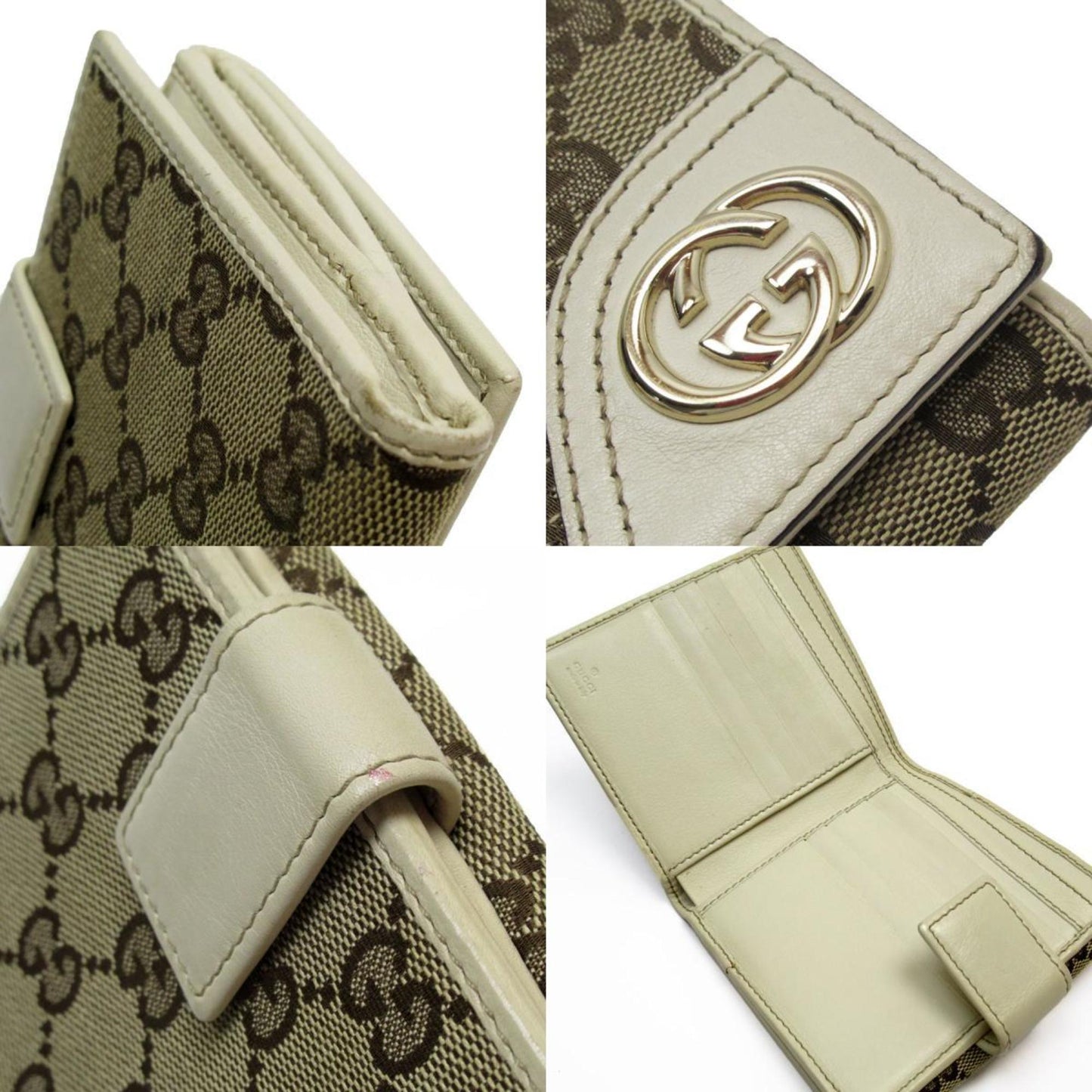 Gucci Brown Ivory Gg Canvas Leather Wallet (Bi-Fold) ()