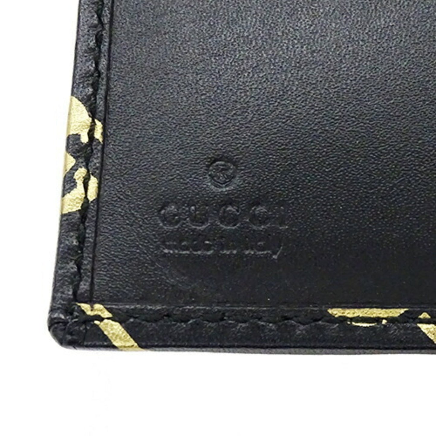 Gucci Black Gold Leather Wallet (Tri-Fold) ()