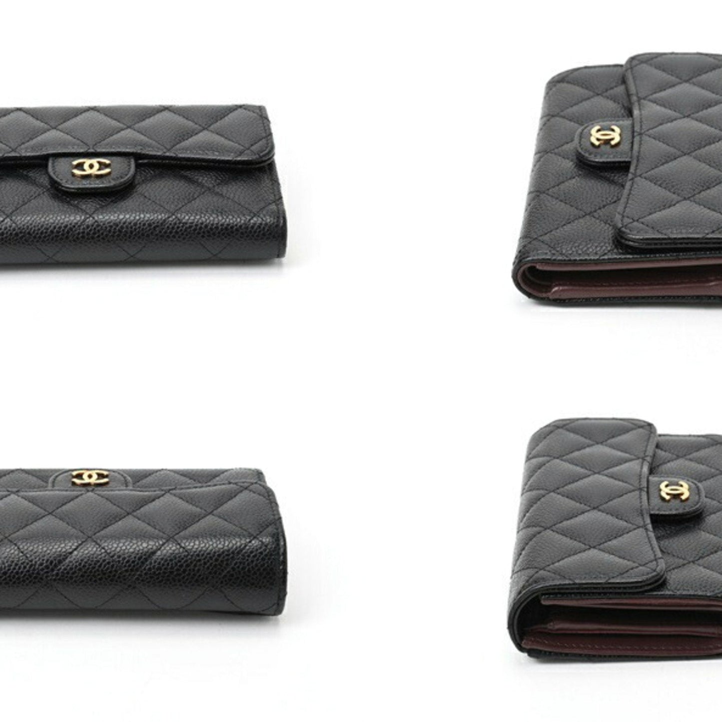 Chanel Black Grained Calfskin Wallet (Tri-Fold) ()