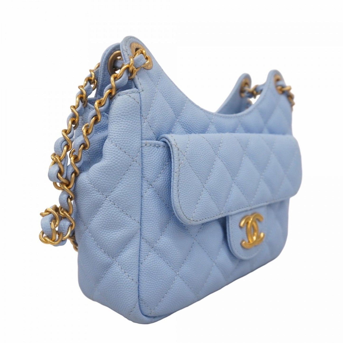 Chanel Blue Grained Calfskin Shoulder Bag ()