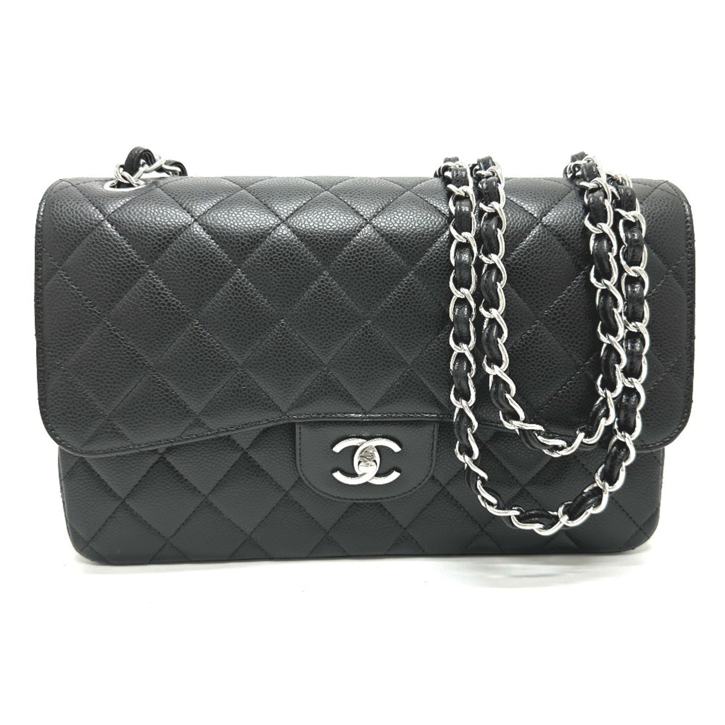 Chanel Black Grained Calfskin Shoulder Bag ()