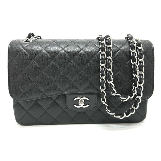 Chanel Black Grained Calfskin Shoulder Bag ()