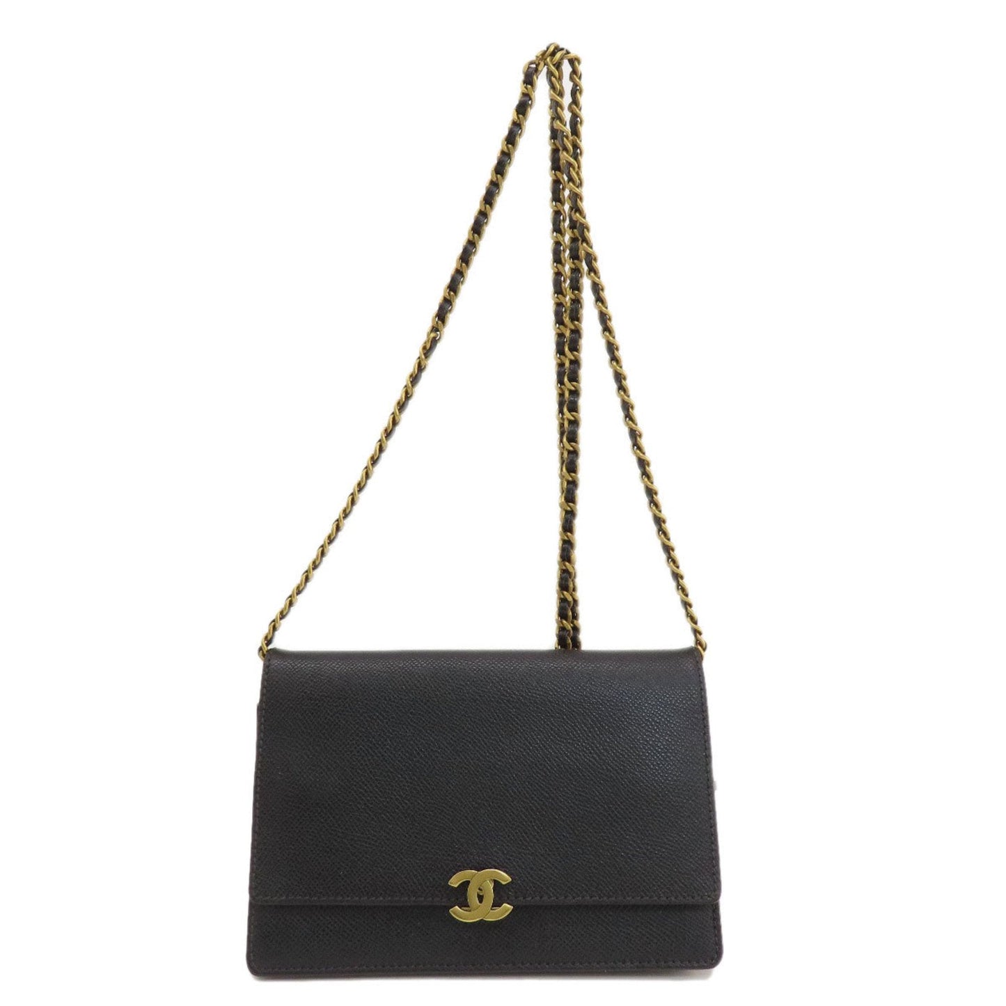 Chanel Black Grained Calfskin Chain/Shoulder Wallet ()