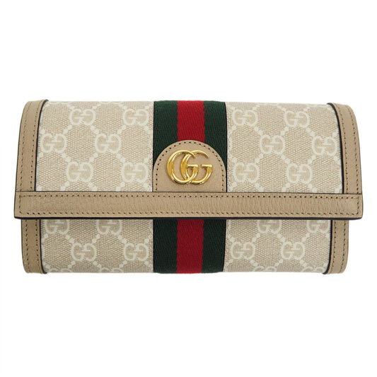 Gucci Ophidia Beige White Gg Supreme Long Wallet (Bi-Fold) ()