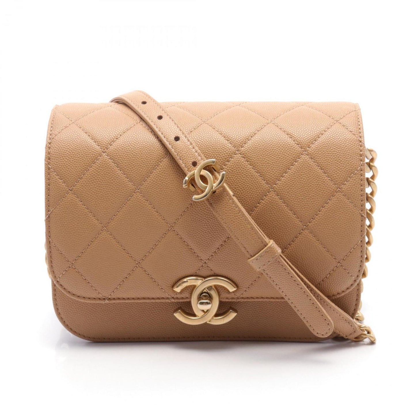 Chanel Beige Caviar Leather Shoulder Bag ()