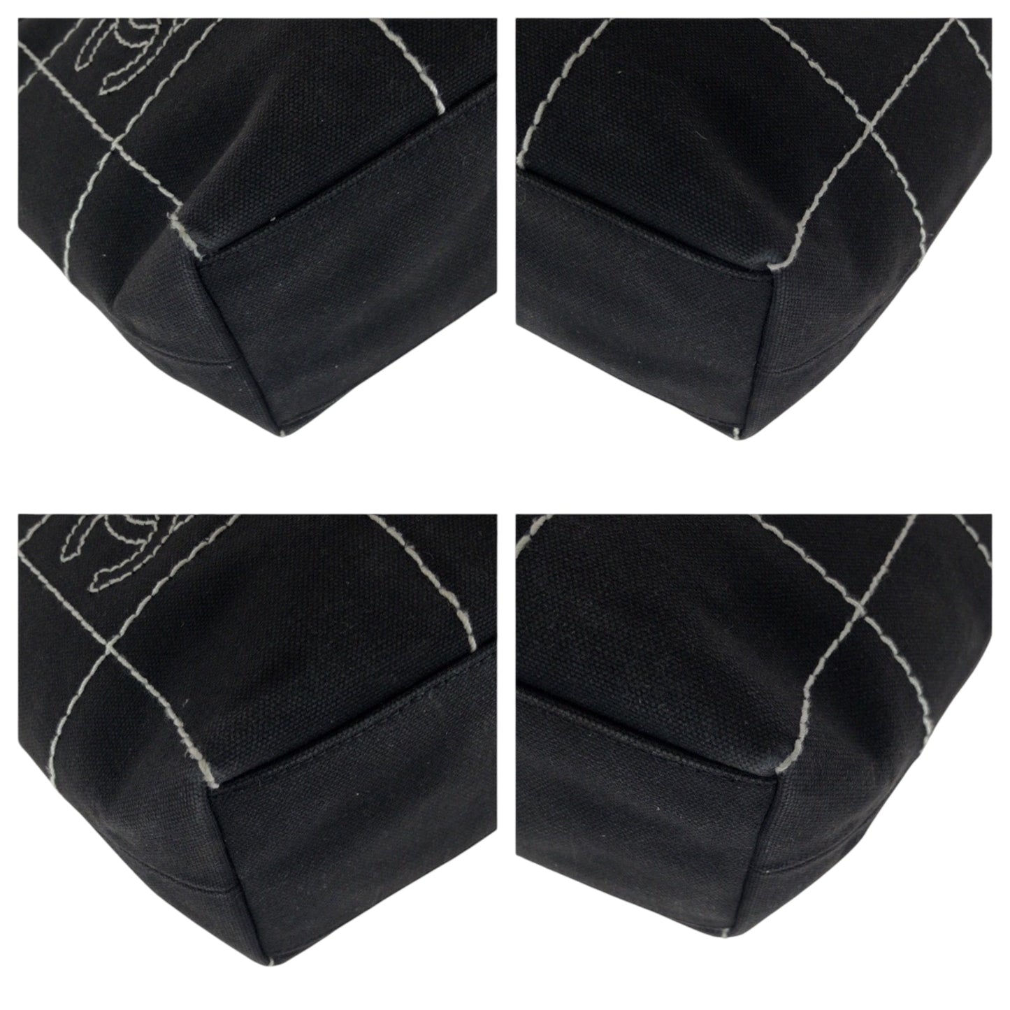 Chanel Black Canvas Handbag Tote Bag ()